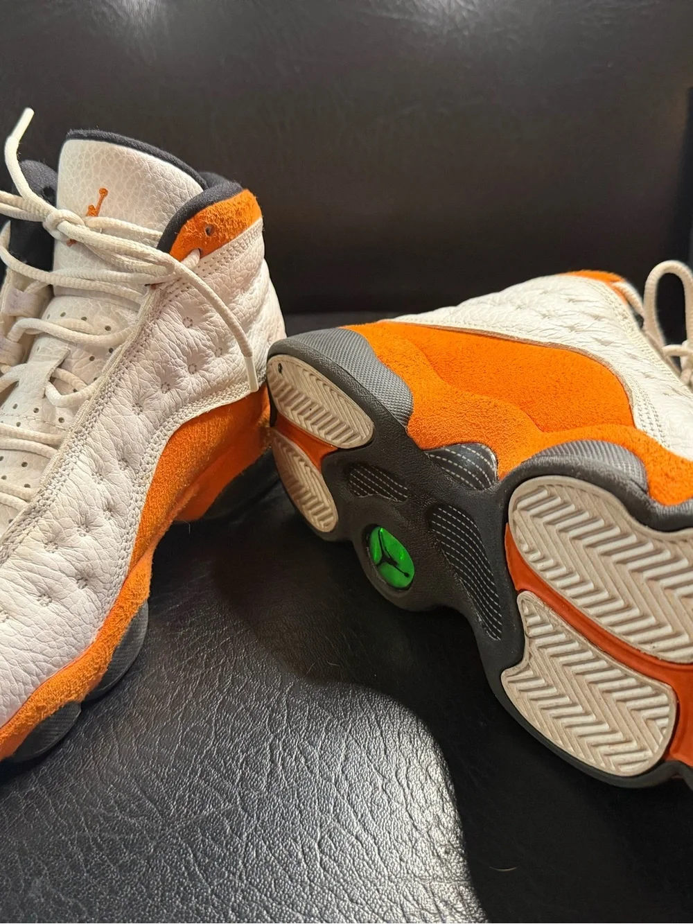 Jordan White Sneakers with Bright Orange Accents